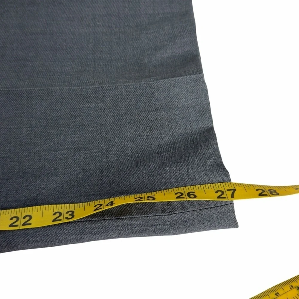 LL Bean Classic Fit Trousers Mens 34x27 Gray Good Flat Front Wool Pants